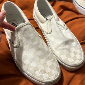 Women’s slip on vans white checkerboard
